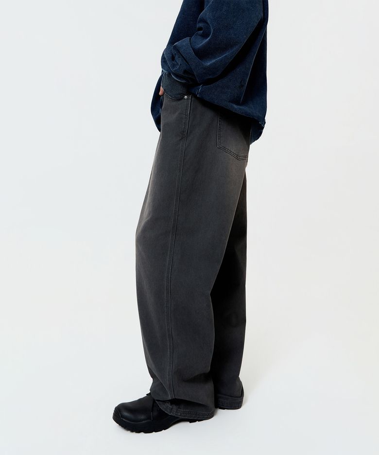 빈티지 워시드 데님 치노 팬츠_차콜