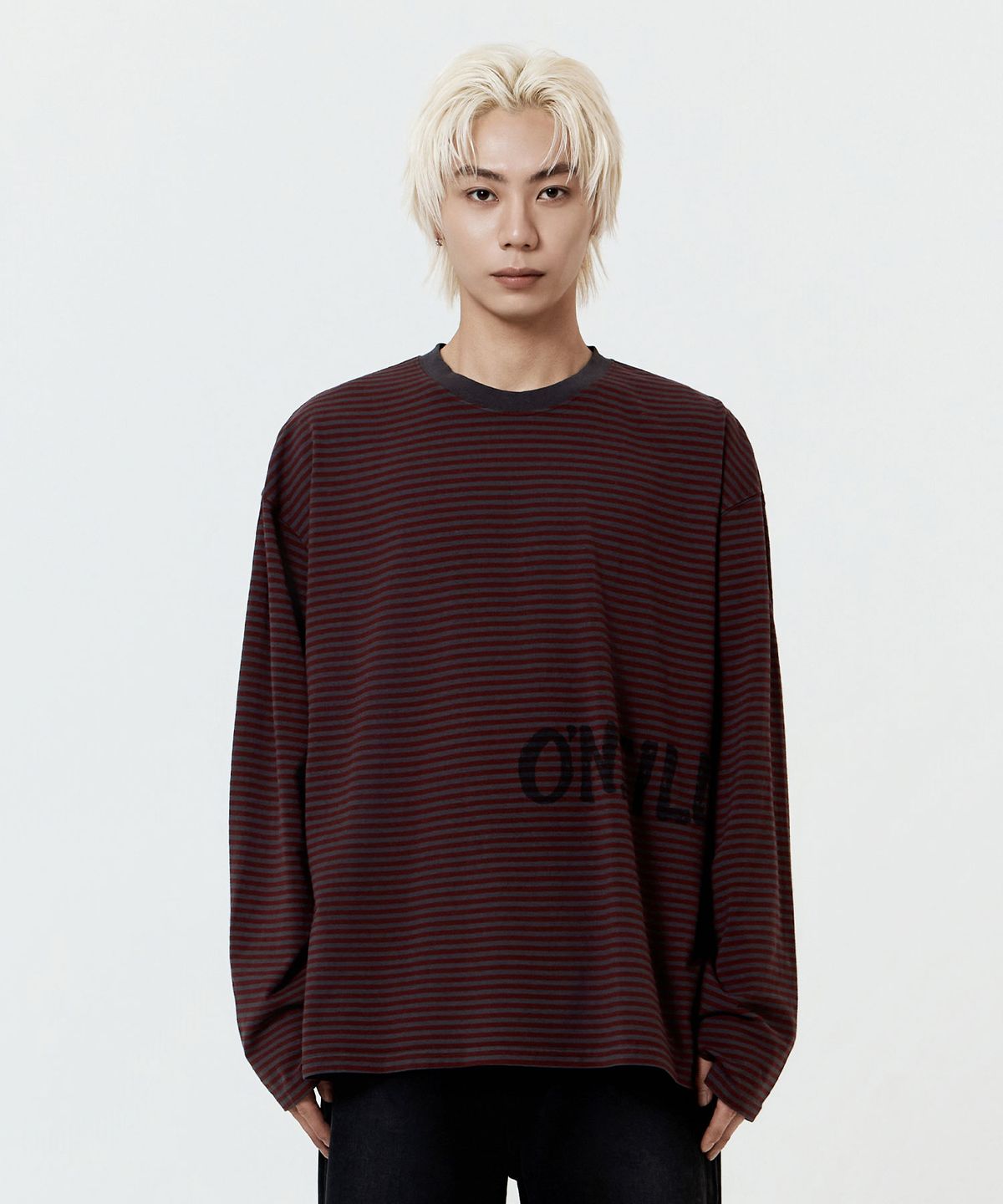 오닐(ONEILL) 오버다이드 스트라이프 긴소매 티셔츠_카키