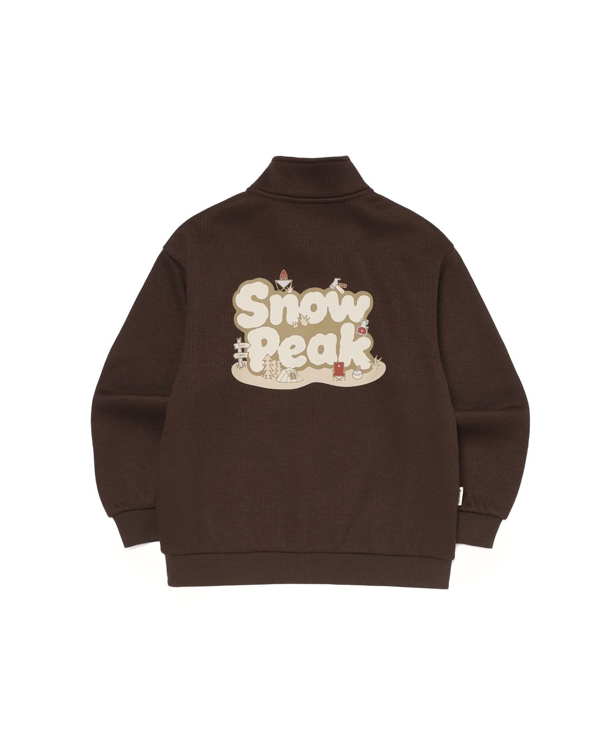 스노우피크 어패럴 키즈(SNOWPEAK APPAREL KIDS) 키즈 골지 니트 반집업 맨투맨 (S26WKFZT80) Choco Brown