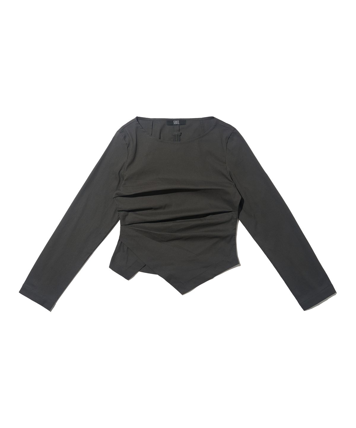 서울어패럴(SEOUL APPAREL) 커프스 언발 블라우스 (차콜)​​​