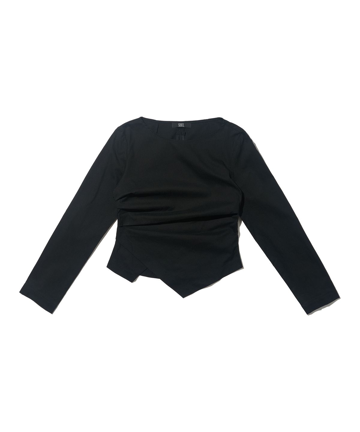 서울어패럴(SEOUL APPAREL) 커프스 언발 블라우스 (블랙)​