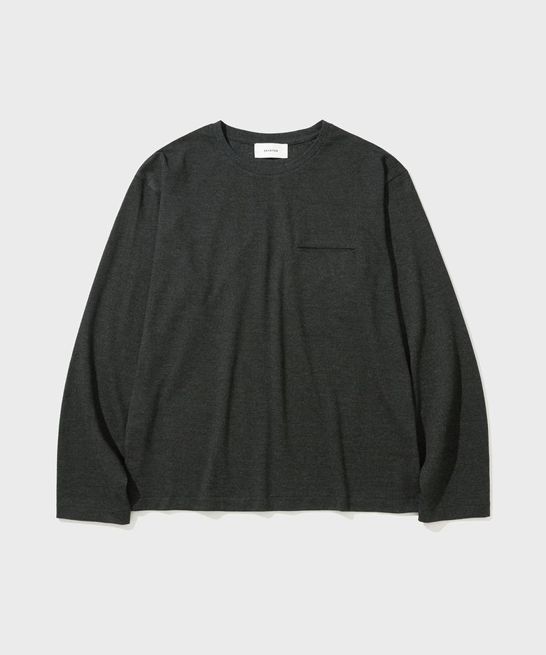 SLIT POCKET LS T-SHIRT (C/BLACK)