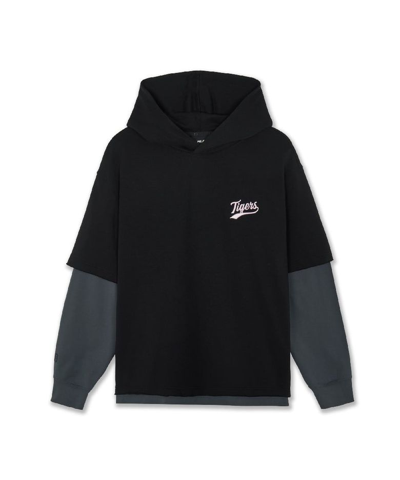 베이직 스트릿 레이어드 후드티 DET (Black)