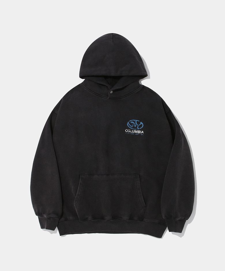 NY CITY LOGO WASHED FLEECE HOODIE_BLACK
