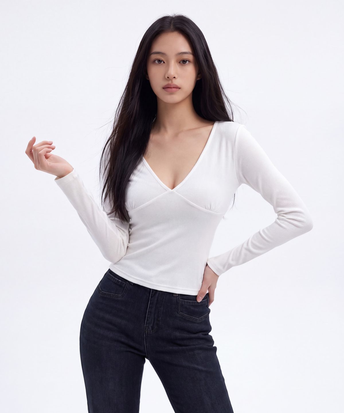 스틸스(STEELS) 소프트터치 골지 딥브이 롱슬리브_3color