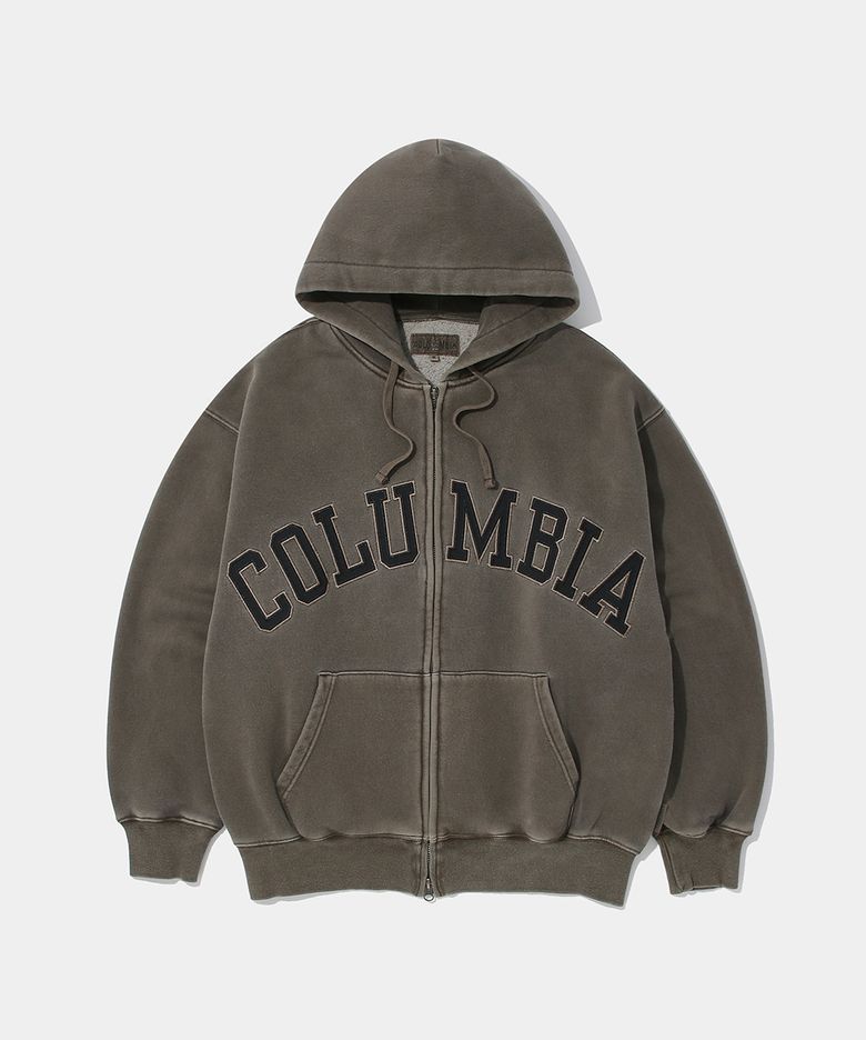 BIG ARCH DYED FLEECE ZIP-UP HOODIE_BROWN