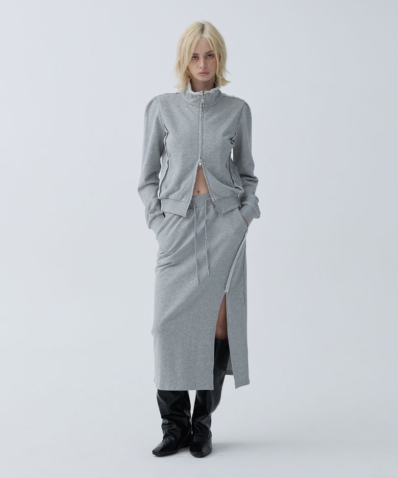 그런지 컷오프 스웨트 롱스커트 [Grey]