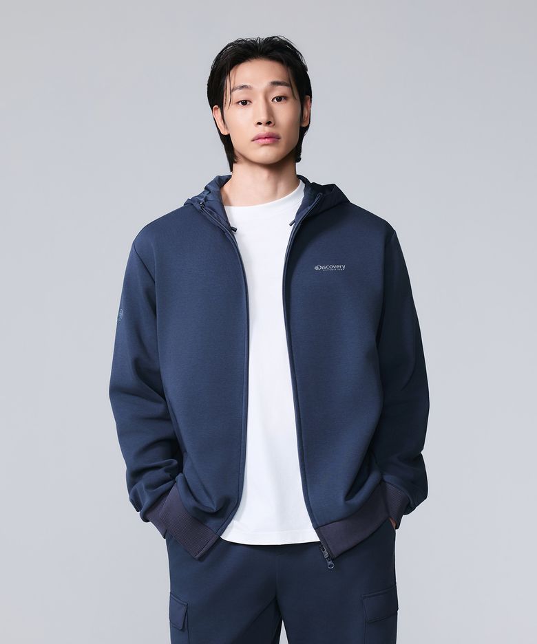 남성 우븐 하이브리드 후드 집업 (D.Grey)