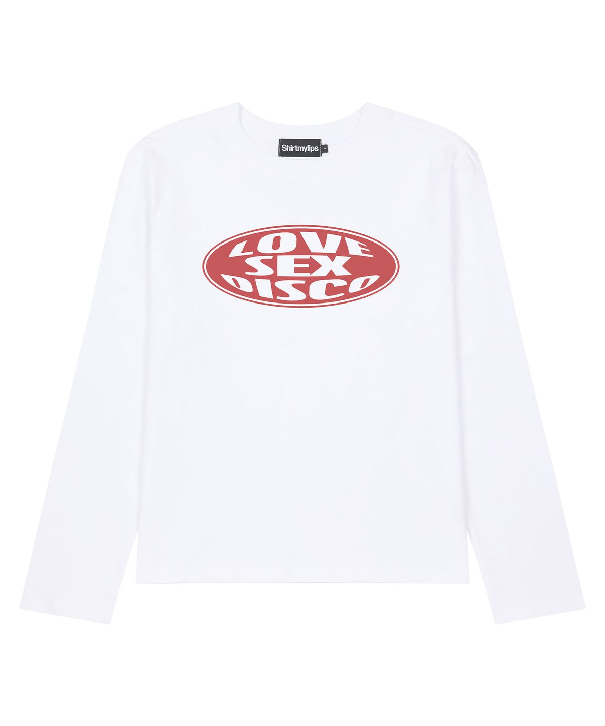 셔츠마이립스(SHIRTMYLIPS) 러브 사랑 디스코 락스타 크롭 롱슬리브 (화이트/레드)
