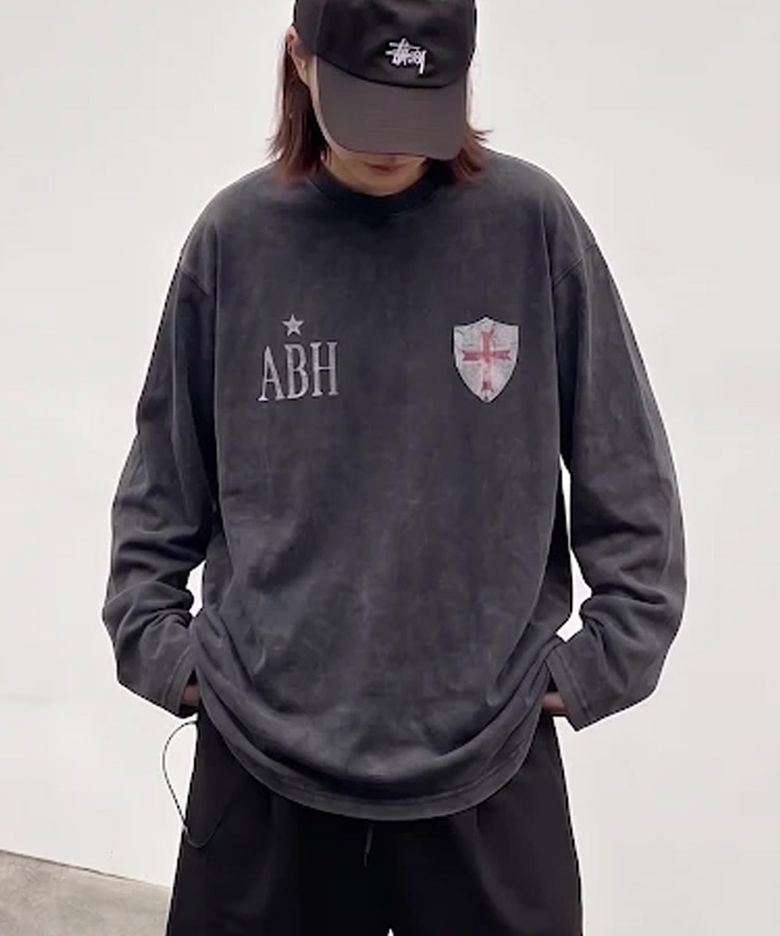 더블 쉴드 썰파 워싱 롱슬리브 ABH367-158 블랙