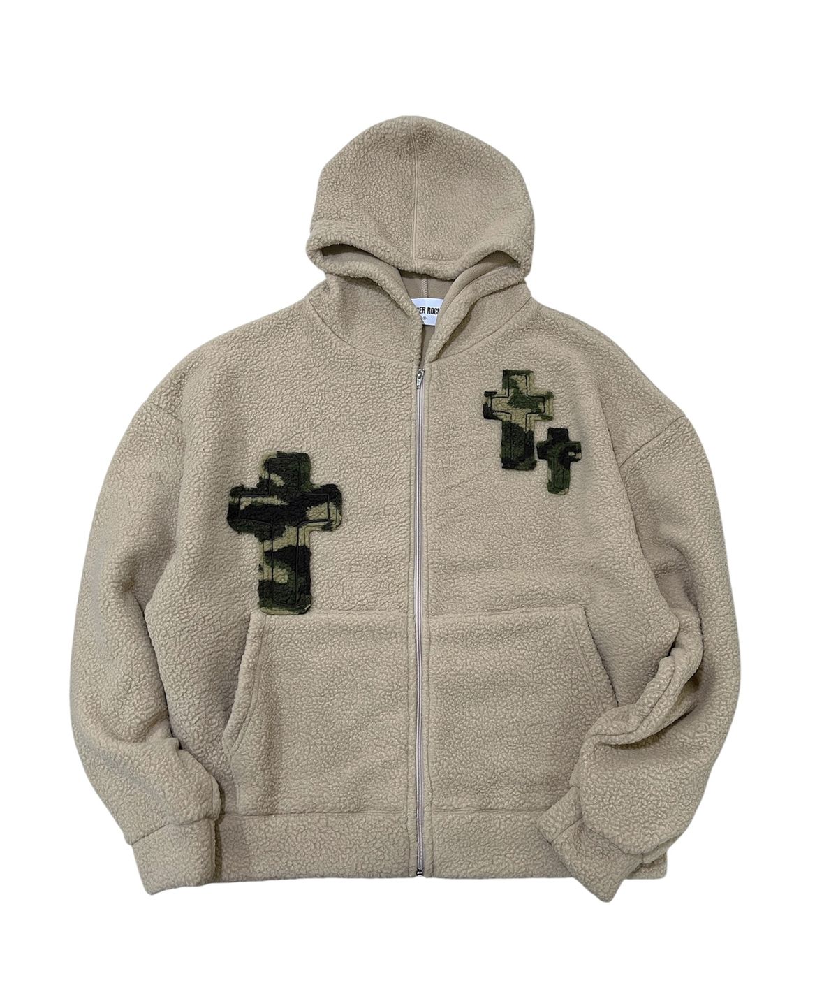 스케이터락(SK8ER ROCK) Camo Cross Fleece Zip Hoodie (beige)