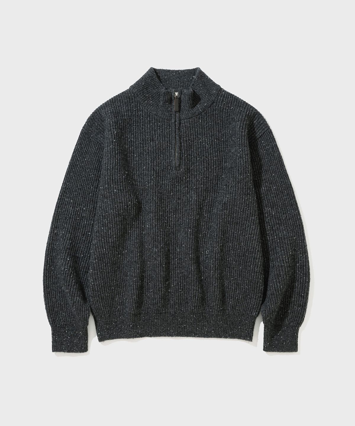 셔터(SHIRTER) HEATHER TWEED HALF ZIP KNIT (CHARCOAL)
