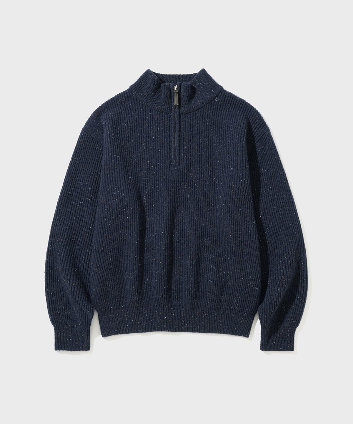 셔터(SHIRTER) HEATHER TWEED HALF ZIP KNIT (NAVY)