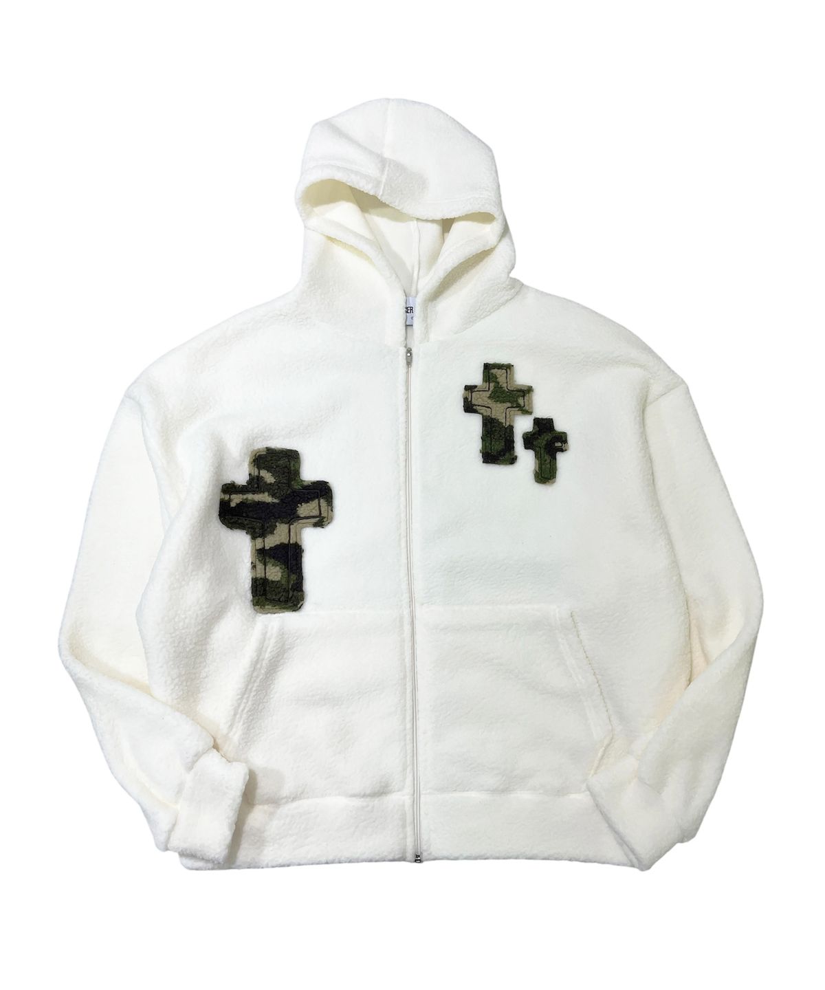 스케이터락(SK8ER ROCK) Camo Cross Fleece Zip Hoodie (ivory)