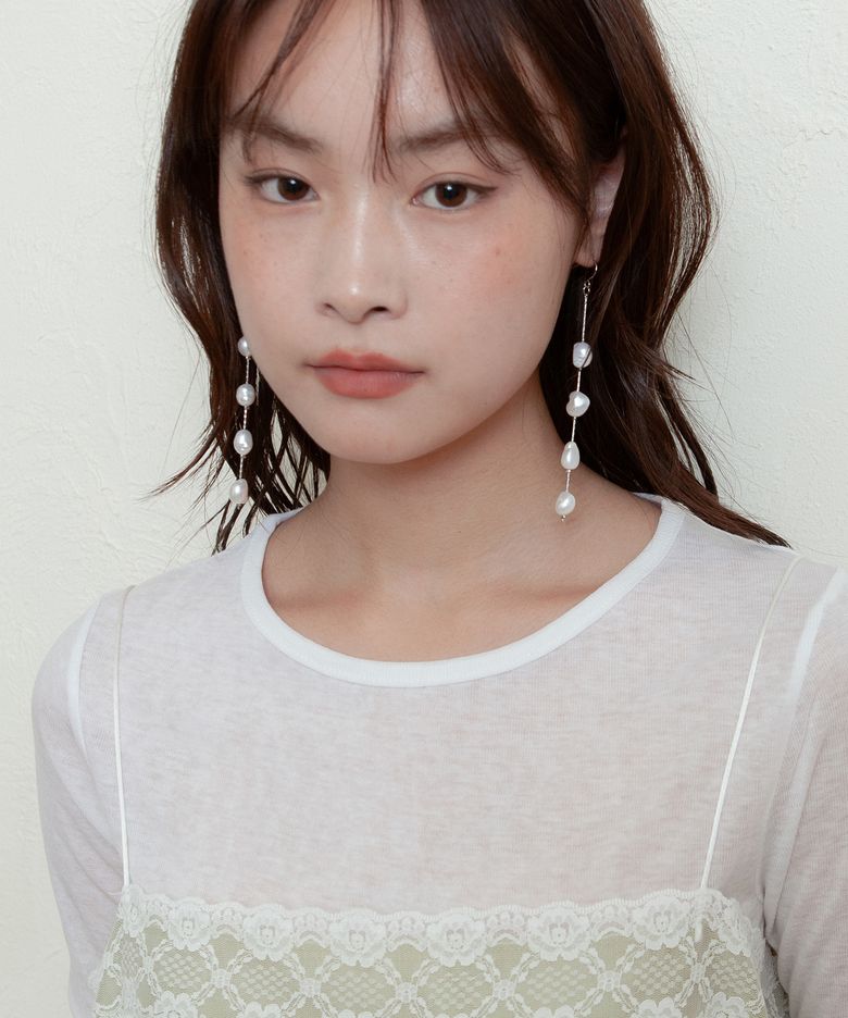 real pearl drop earring (2color)