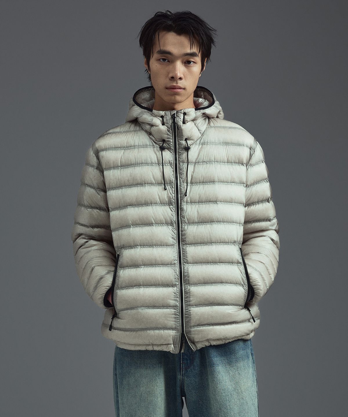 일꼬르소(IL CORSO) 화이트 구스 시어 경량 다운 자켓 라이트 그레이