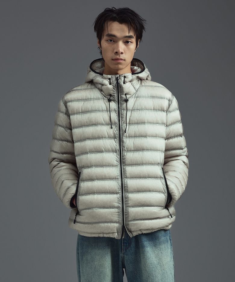 화이트 구스 시어 경량 다운 자켓 라이트 그레이