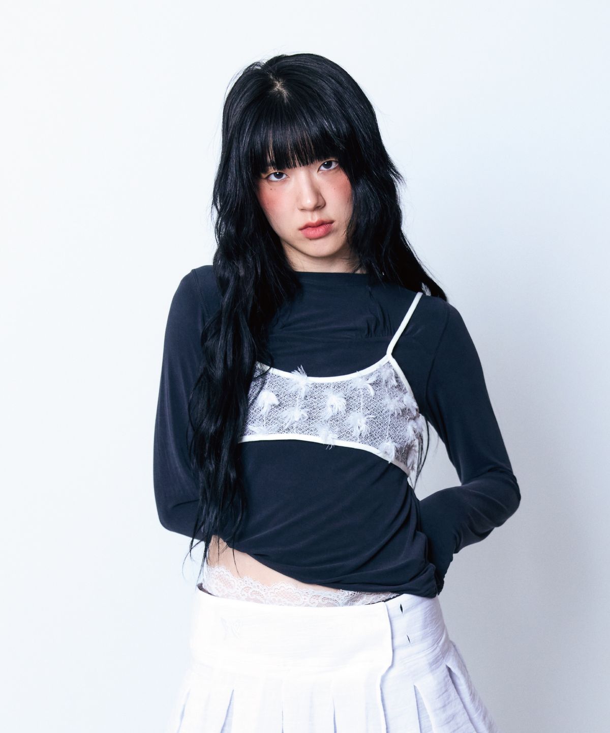 구월십일(GUWOLSIBIL) Feathers Layered Bra Top Ivory