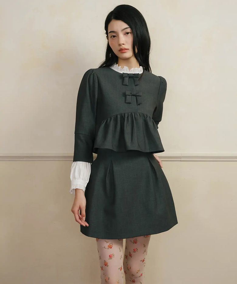 브라이덜 오데뜨 페플럼 자켓_차콜