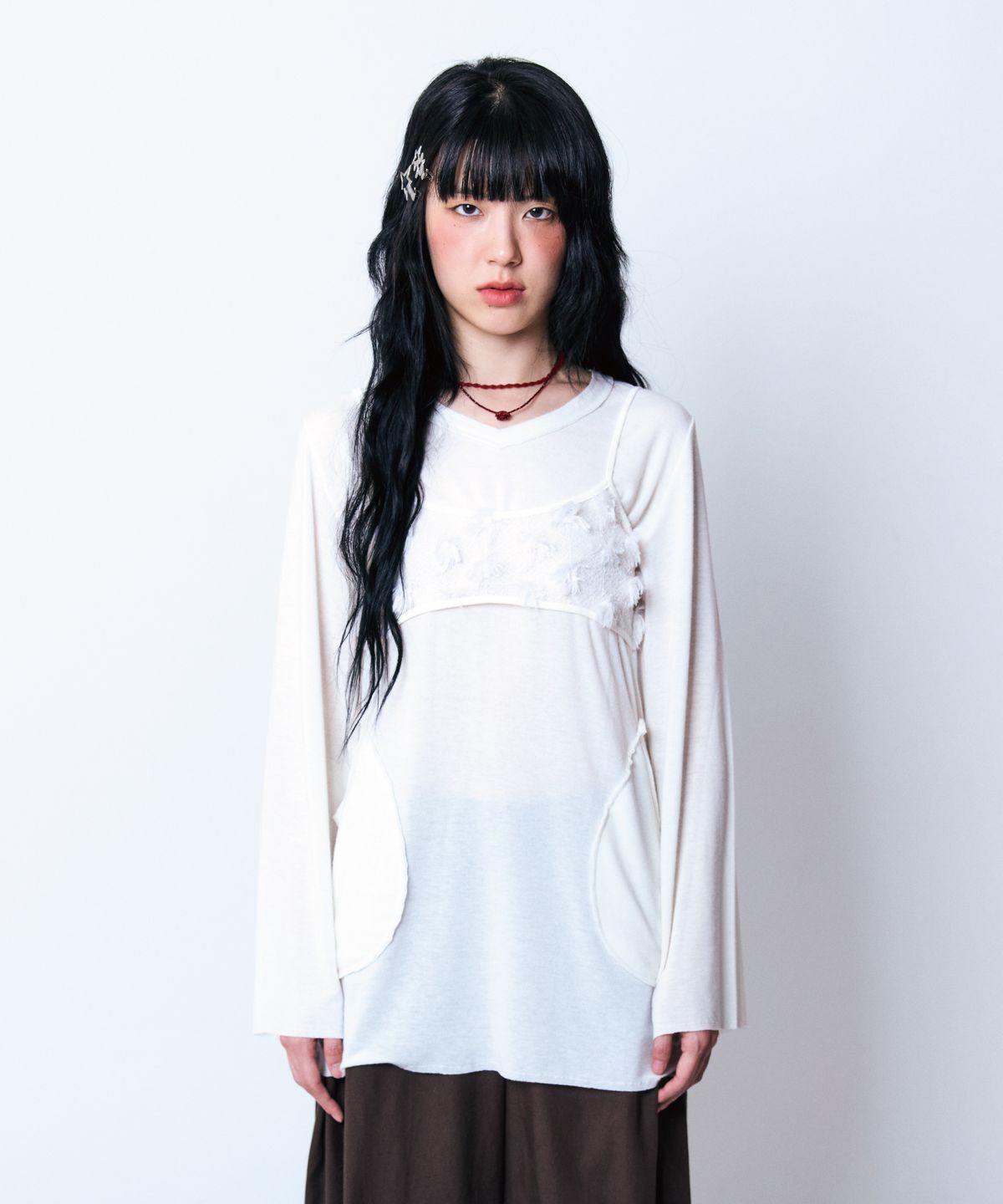 구월십일(GUWOLSIBIL) Neck Layer Long Sleeveless Ivory
