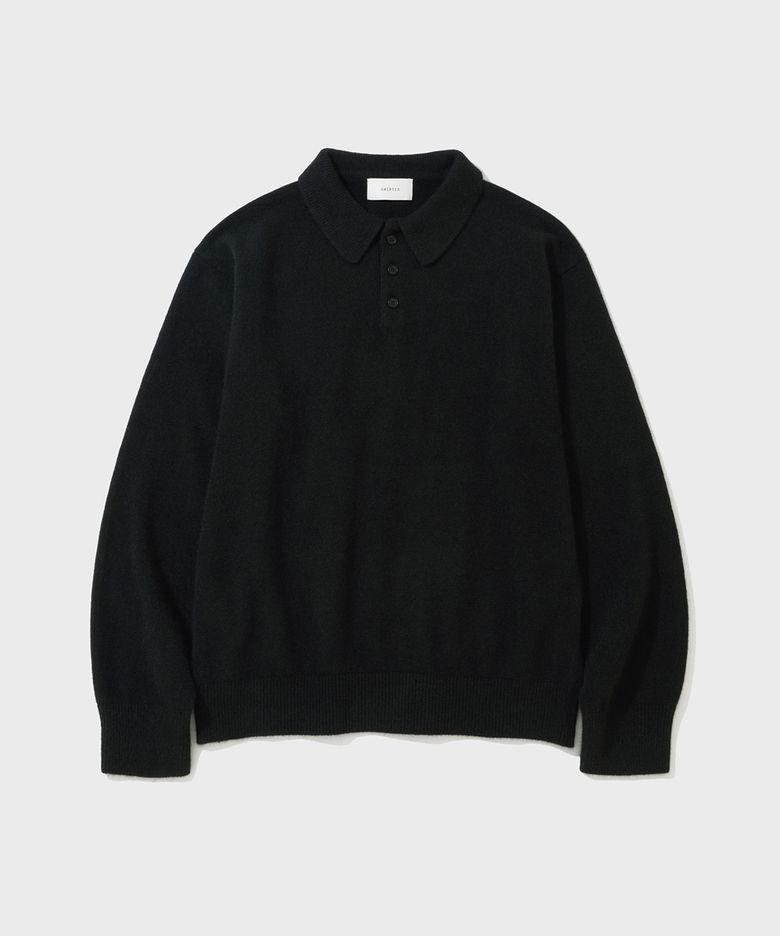 FOX BLENDED POLO KNIT (BLACK)