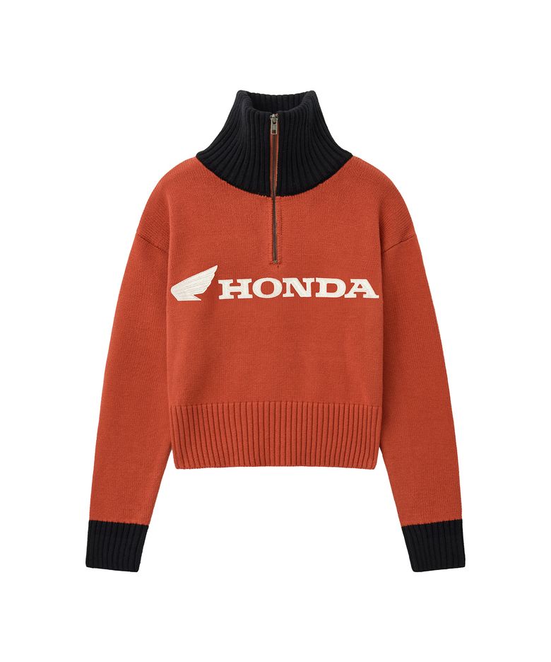 Women Motorsport Heritage Stripe Half Zip Knit Orange
