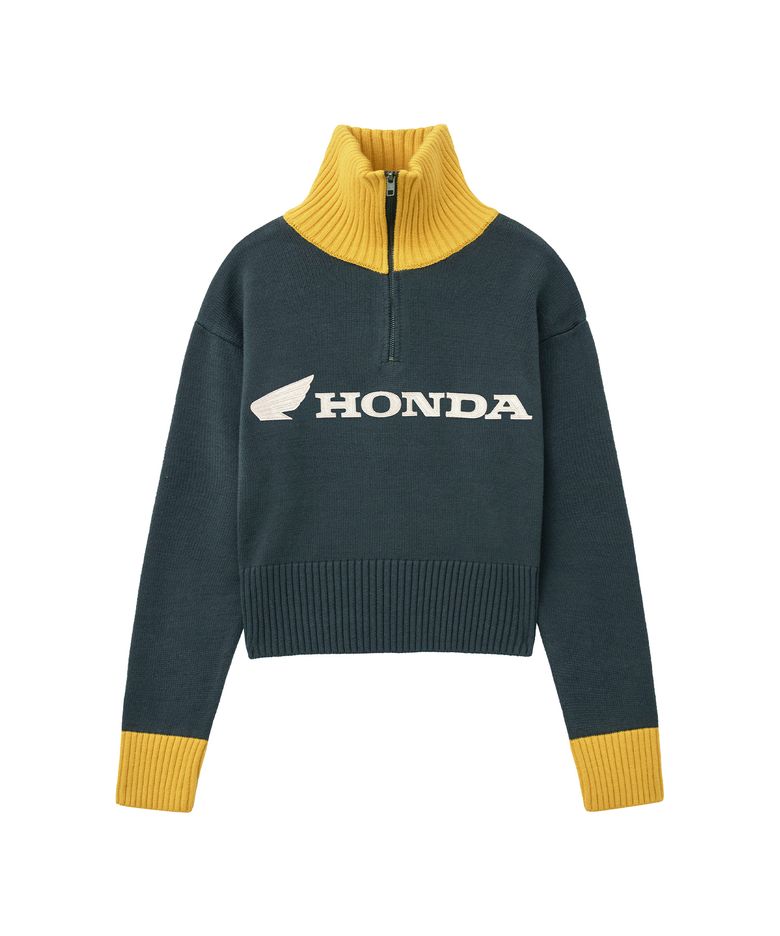 Women Motorsport Heritage Stripe Half Zip Knit Dark Green