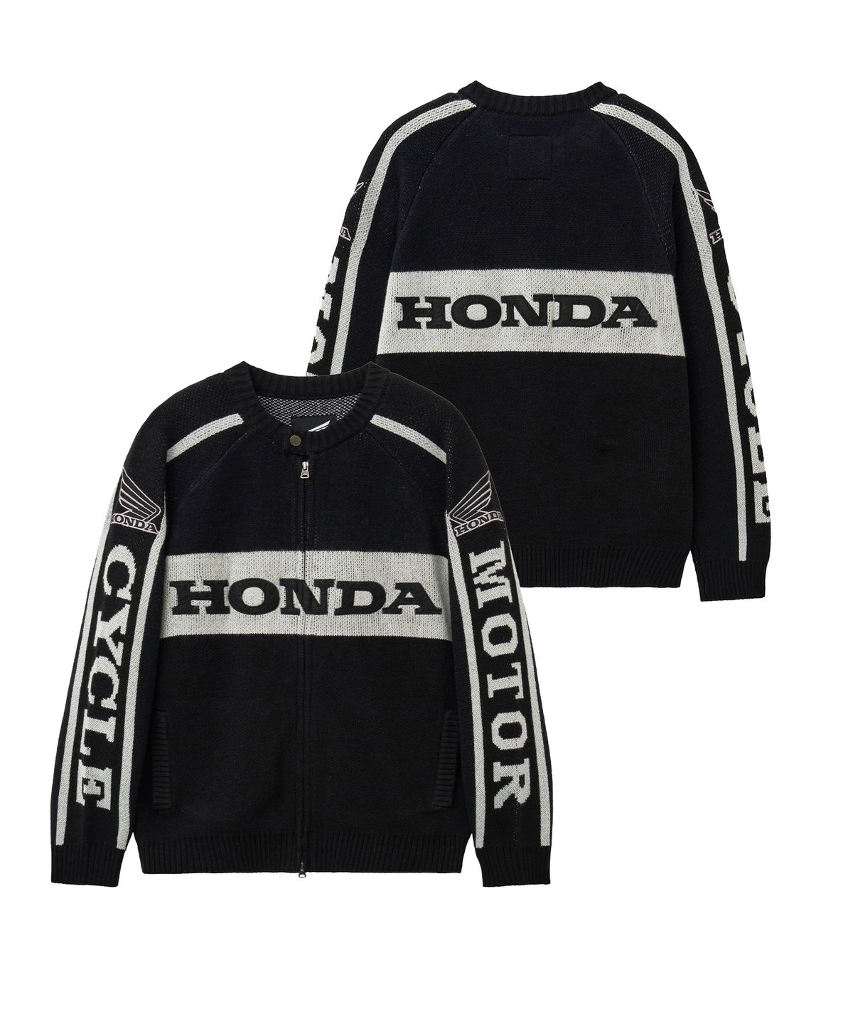 핍스 모터사이클(PHYPS MOTORCYCLE) Big Logo Knit Zip-Up Black