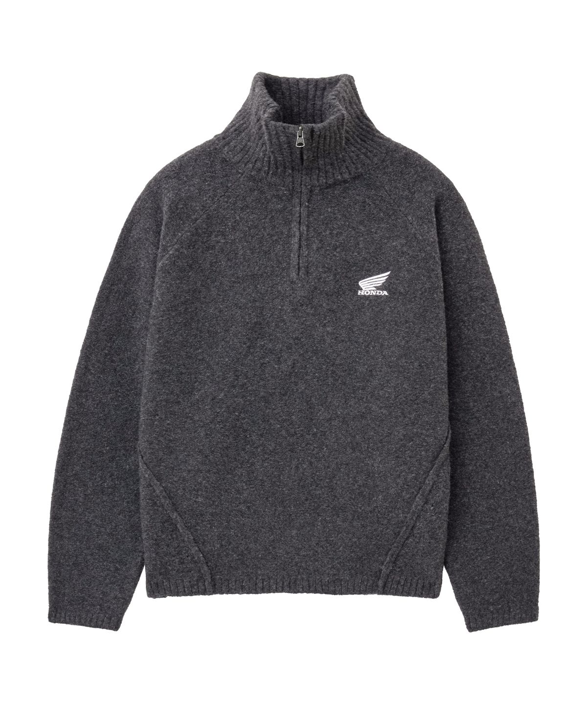 핍스 모터사이클(PHYPS MOTORCYCLE) Mesh Detail Half Zip Knit Charcoal