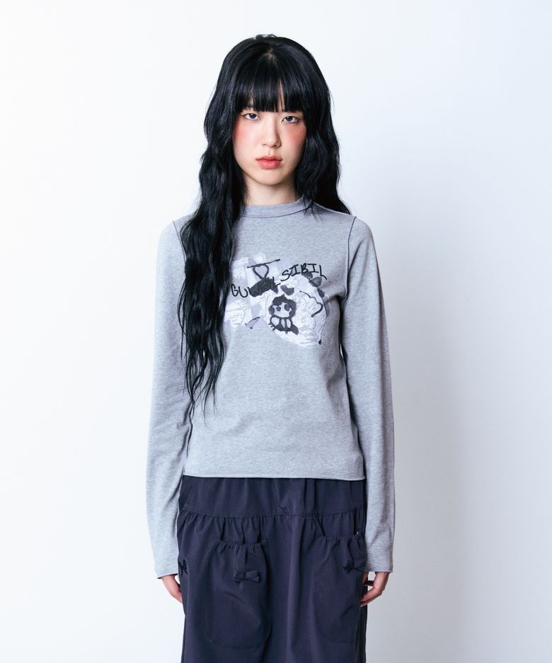 Children Reversible Print T-shirt Grey Melange