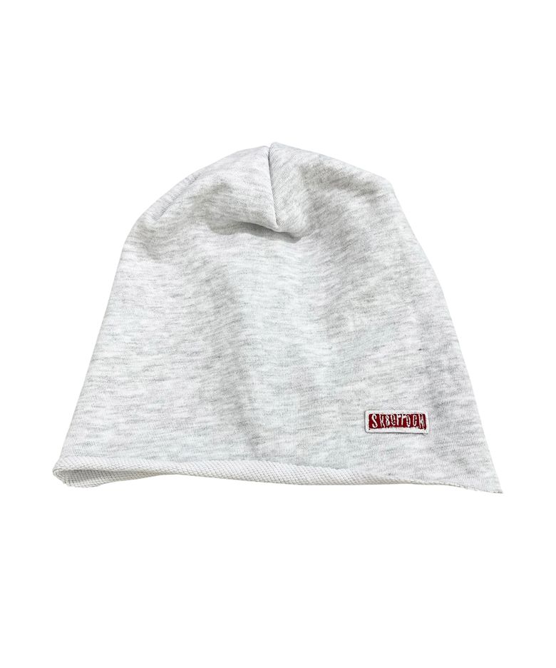 Raw Edge Jersey Beanie (white melange)