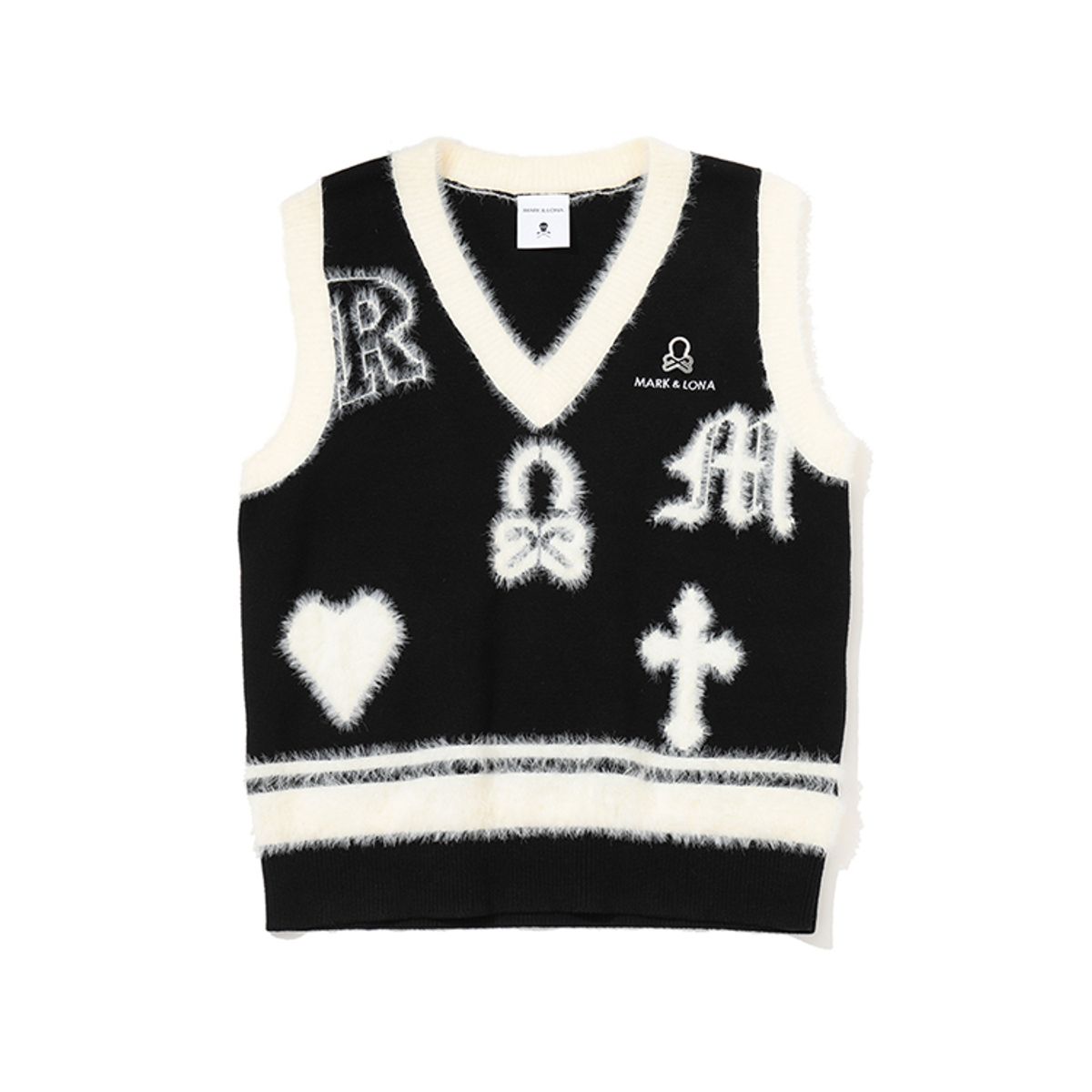 마크앤로나(MARK&LONA) W GN LOGO COMBI KNIT VEST LS3IV01F