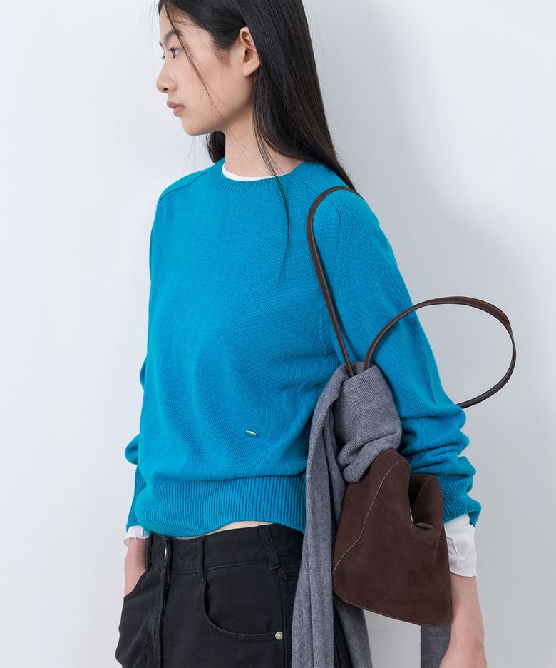 (T-7313)WOOL BLENDED RAGLAN ROUND KNIT