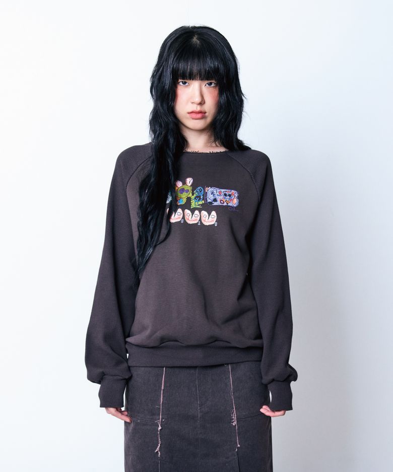 Child Waffle Sweatshirt Charcoal