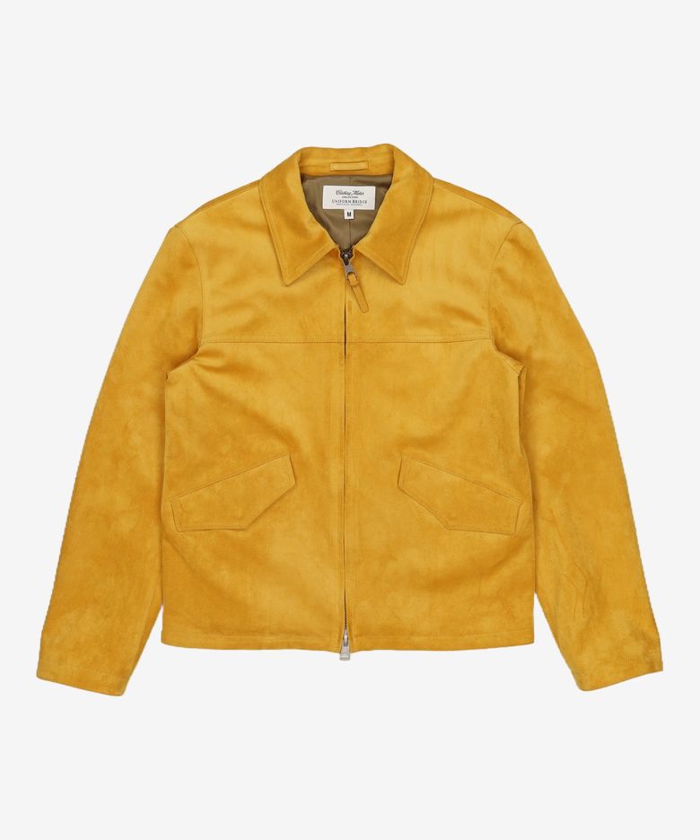 faux suede zip-up jacket yellow M