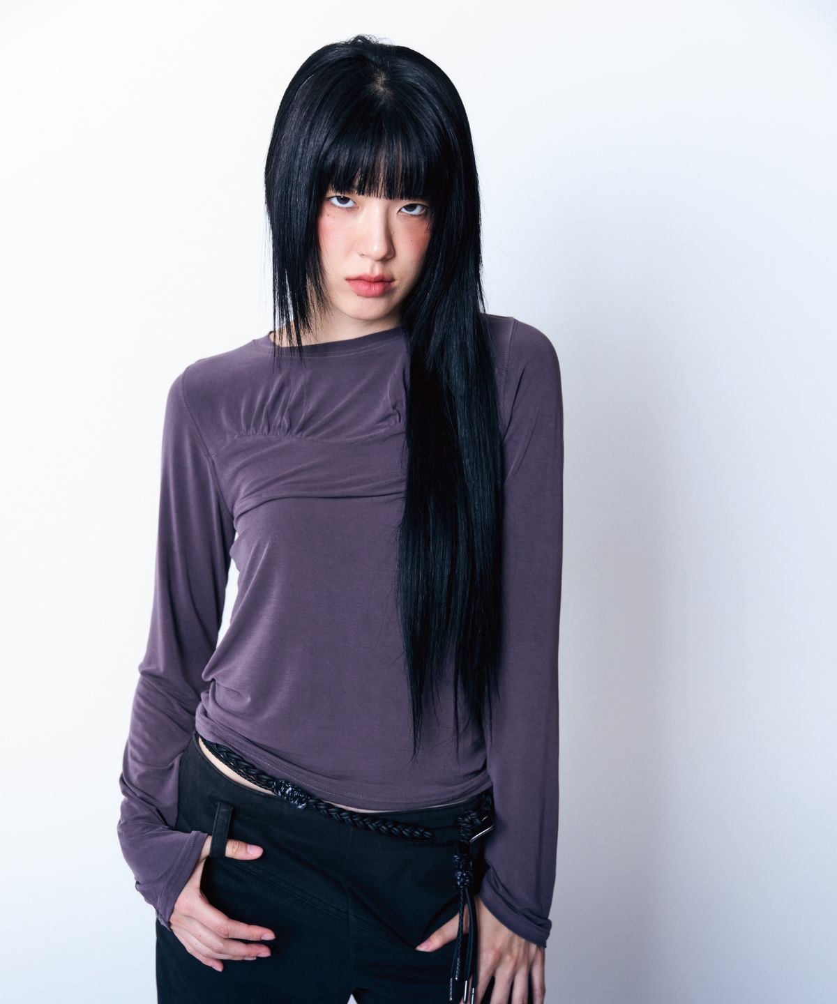 구월십일(GUWOLSIBIL) Fresh Line Shirring T-shirt Deep Purple
