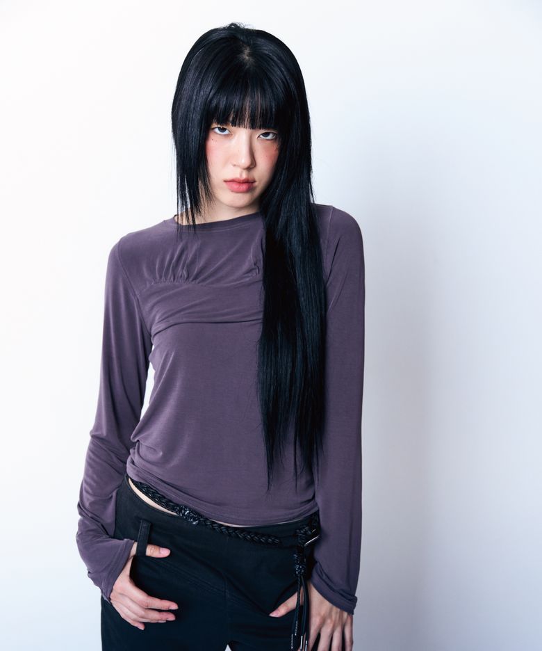 Fresh Line Shirring T-shirt Deep Purple