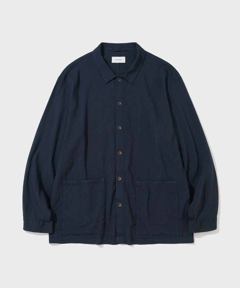 LINEN VISCOSE WORK SHIRT (NAVY)