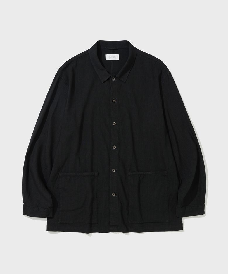 LINEN VISCOSE WORK SHIRT (BLACK)