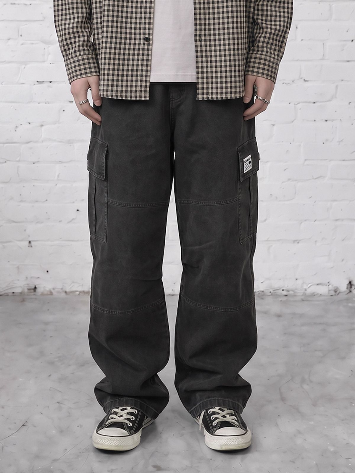 바운더리(BOUNDARY) CARGO BANDING PANTS WASHED GRAY
