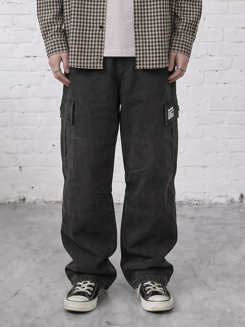 CARGO BANDING PANTS WASHED GRAY