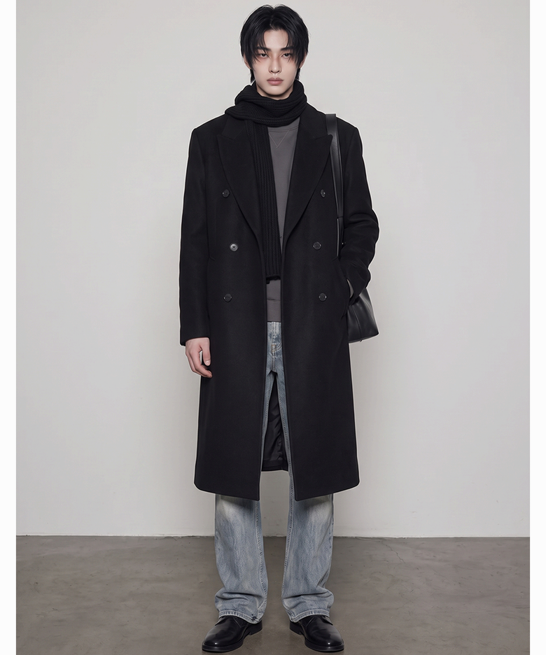 DOUBLE LONG COAT BLACK