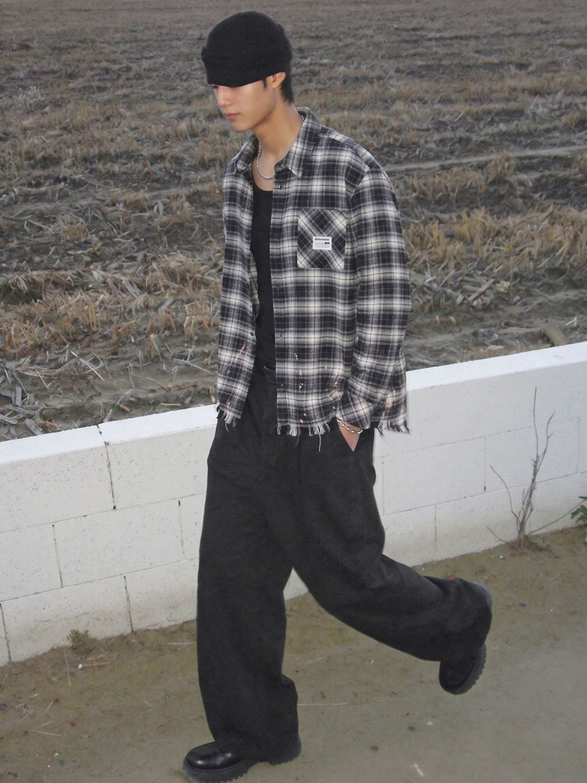 바운더리(BOUNDARY) PAINTED CHECK SHIRT