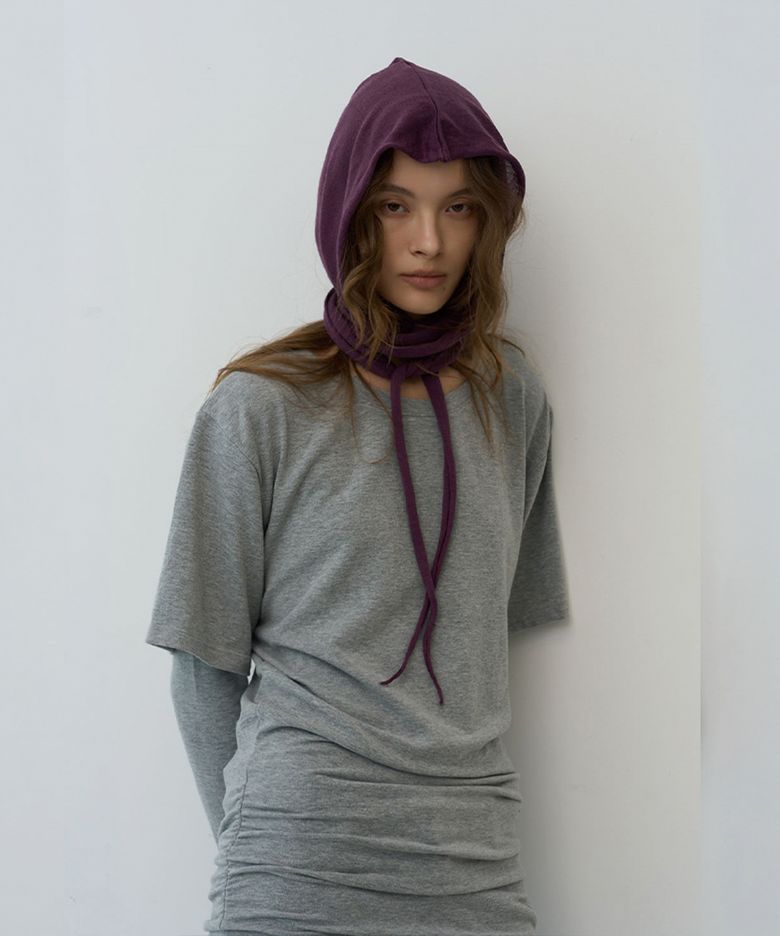 Knit Hood Scarf (Purple)
