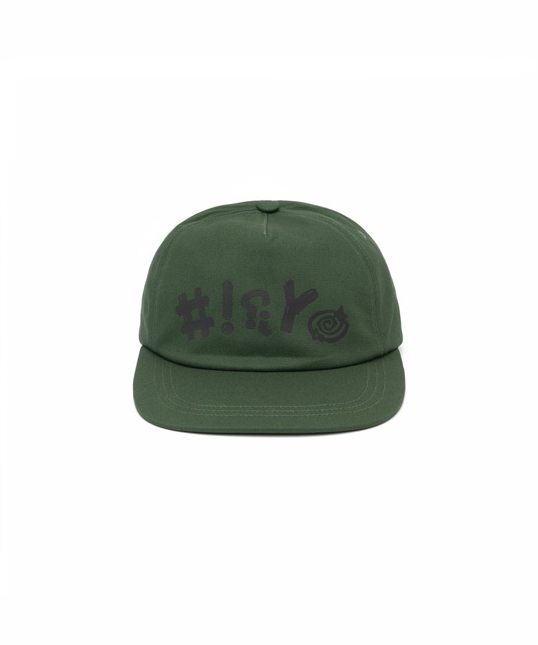 Glitch Logo Cotton Flat Cap - Green