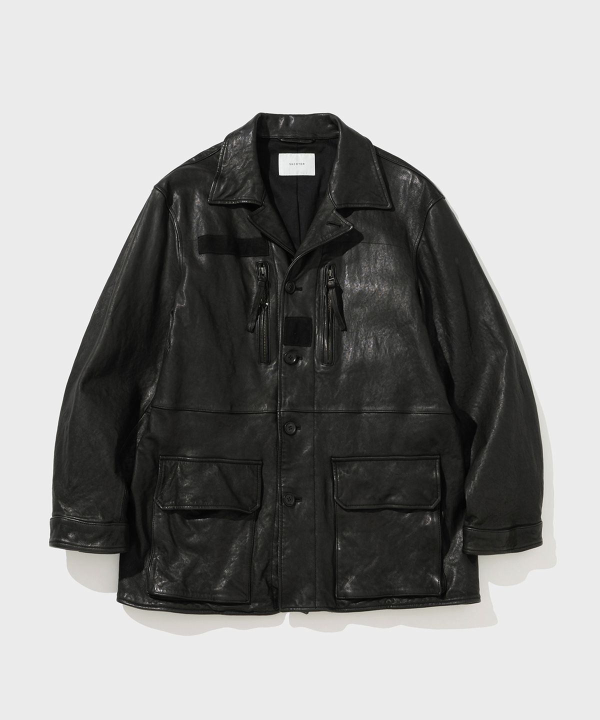 셔터(SHIRTER) WASHED LEATHER FIELD COAT (BLACK)
