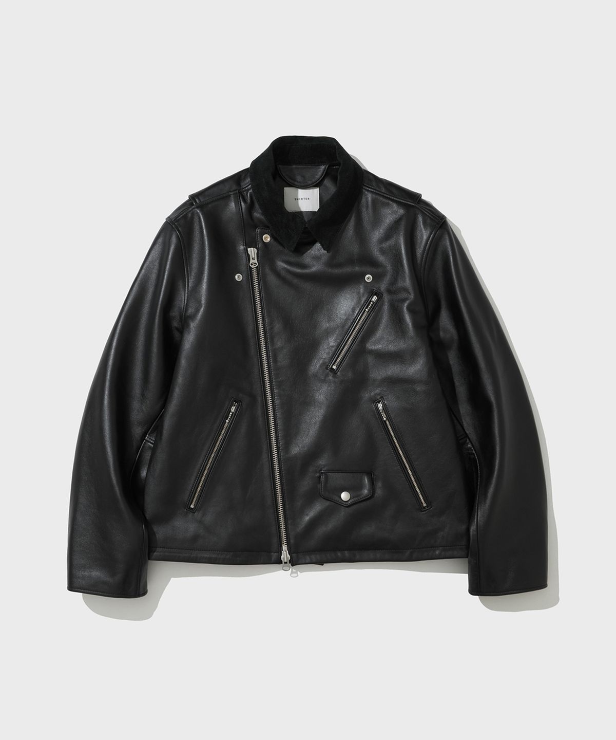 셔터(SHIRTER) LEATHER BIKER JACKET (BLACK)
