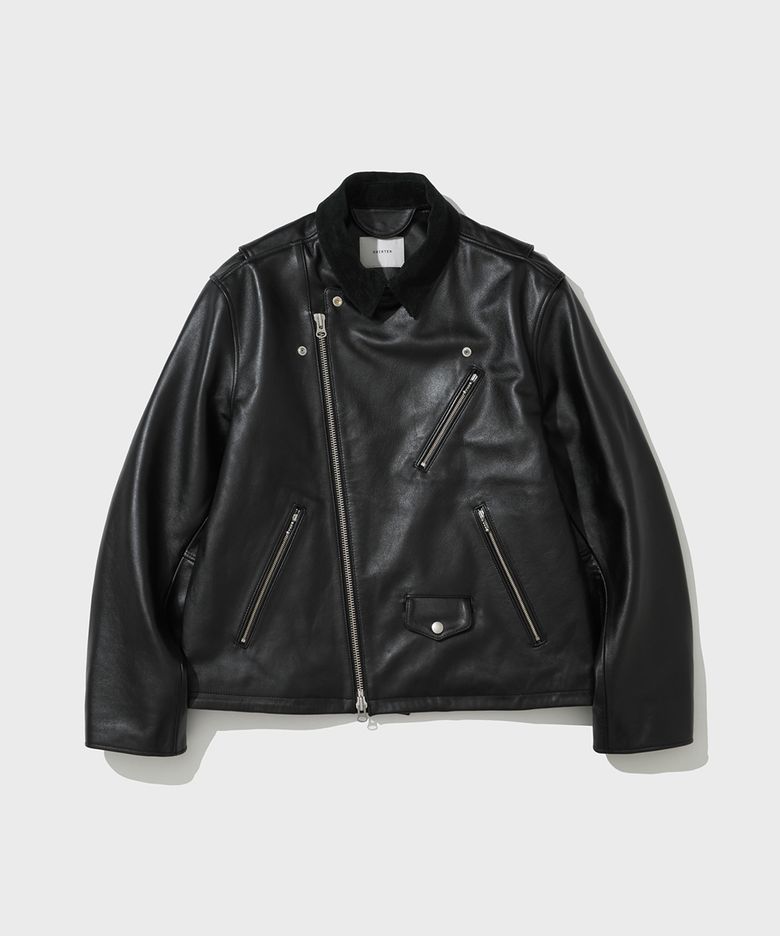 LEATHER BIKER JACKET (BLACK)