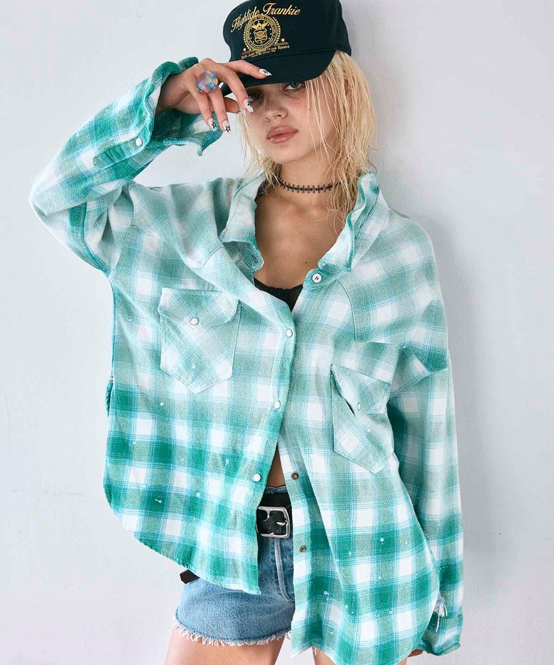 Painted Western Shirt Green