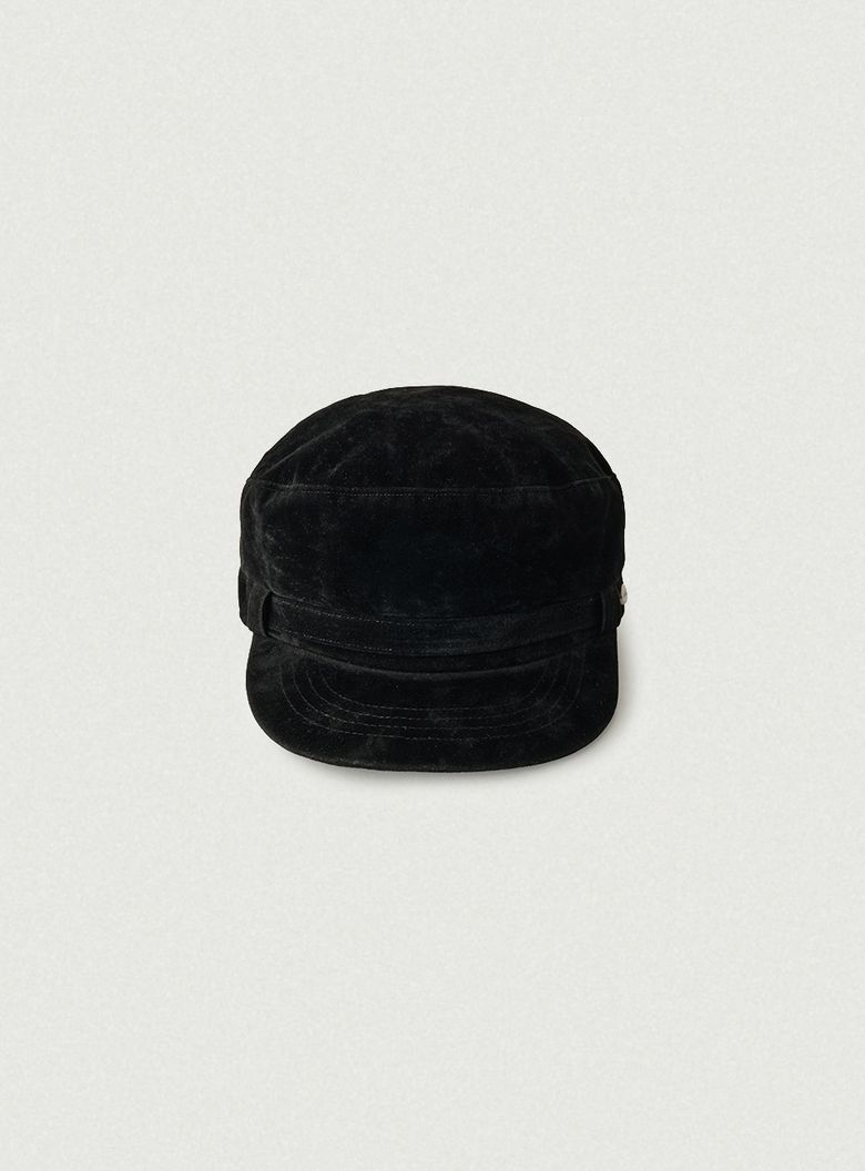 Anna Suede Hunting Cap_Black